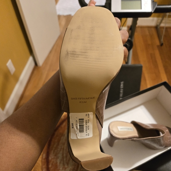 Saks Fifth Avenue Women's Brown Slide Sandals - Picture 2 of 6